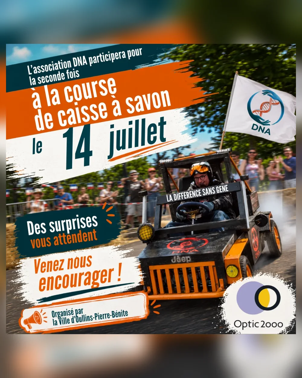 Affiche de la course de caisses à savon du 14 juillet, deuxième édition