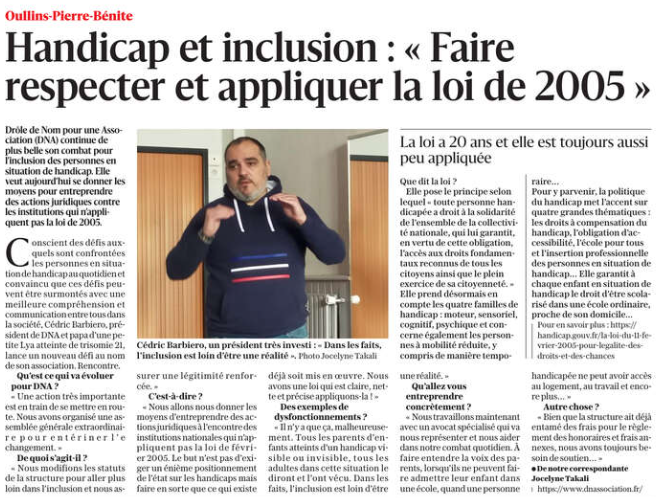 Handicap et inclusion : « Faire respecter et appliquer la loi de 2005 »