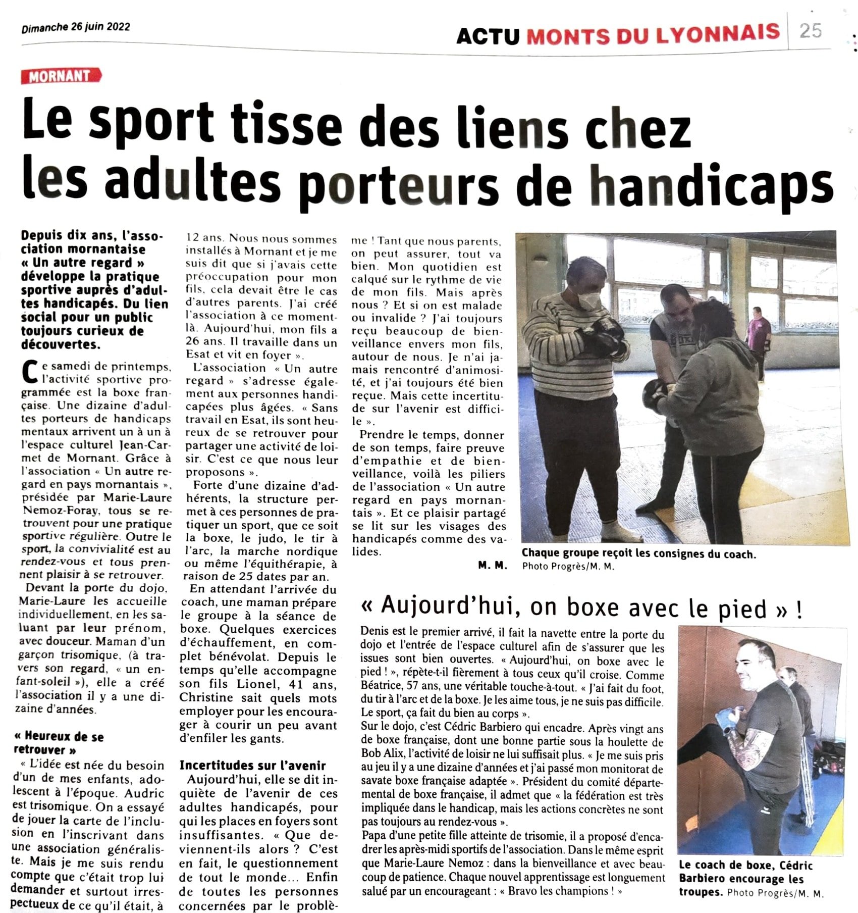 Le sport tisse des liens chez les adultes porteurs de handicaps
